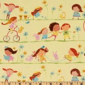  44 Wide Hopscotch Line Of Girls Gold Fabric By The Yard 