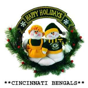   Bengals 15 Animated Musical Snowman Christmas Wreath: Home & Kitchen