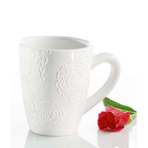    Set of 4 White Paisley Design Mugs By Forum