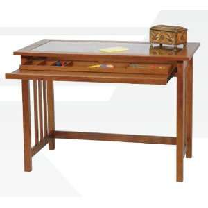  Mission Style Oak & Glass Computer Desk: Office Products