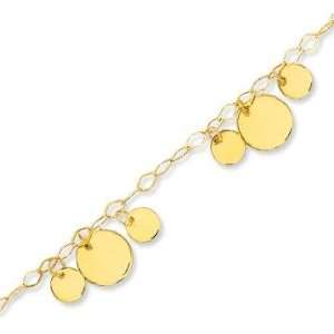    14k Yellow Gold Sleek Round Fashionable Ankle Bracelet: Jewelry