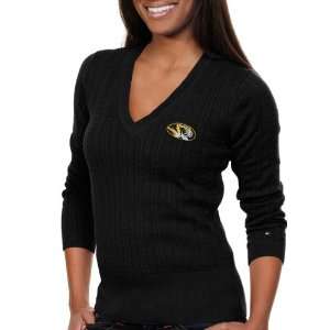   Tommy Hilfiger Missouri Tigers Ladies Jenny Cable Knit Sweater   Black