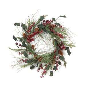  Melrose Mix Pine Wreath with Berry and Pod, 23 Inch: Home 
