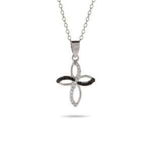  Clear and Black CZ Infinity Cross Necklace Eves Addiction Jewelry