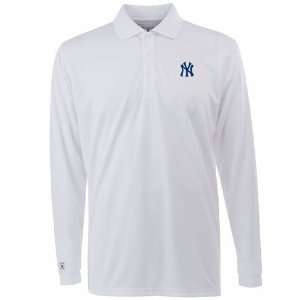  New York Yankees Long Sleeve Polo Shirt (White): Sports 