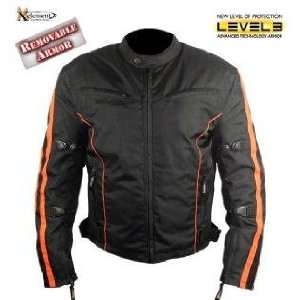 Mens Black and Orange Vented Tri Tex? Fabric Level 3 Padded Jacket Sz 