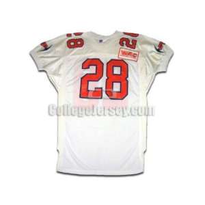 White No. 28 Game Used UTEP Russell Football Jersey  