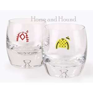  Racing Silks Crystal Double Old Fashion Glass: Kitchen 