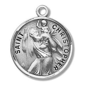  Sterling Silver Patron Saint Medal Round St. Christopher 