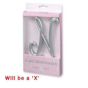  Large Silver tone Monogram Letter X Cake Topper Jewelry
