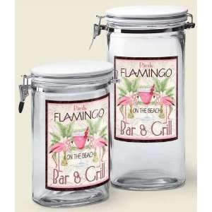   Pink Flamingo Bar and Grill Kitchen Canister Set