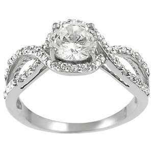  Sterling Silver Round cut CZ with CZ Lining Ring: Jewelry