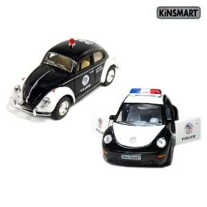  Set of 2 5 Classic and New Volkswagen Beetle Police Cars 
