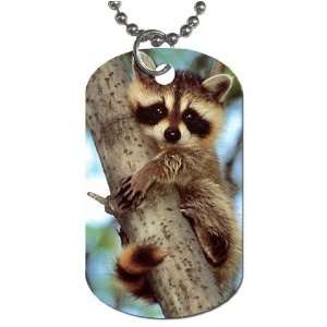 Raccoon Dog Tag with 30 chain necklace Great Gift Idea