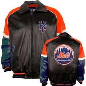  New York Mets Varsity Faux Leather Jacket: Sports 