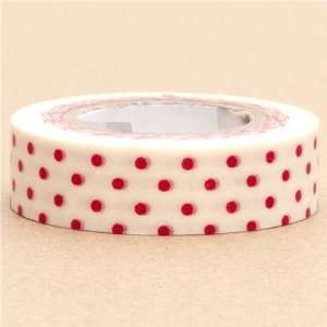  white Washi Masking Tape deco tape red dots: Toys & Games