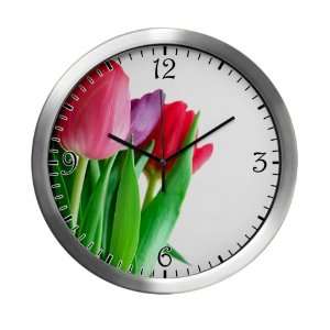  Modern Wall Clock Pink and Purple Tulips: Everything Else