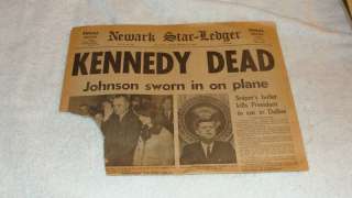 Newark Star Ledger November 23, 1963 Newspaper Kennedy  
