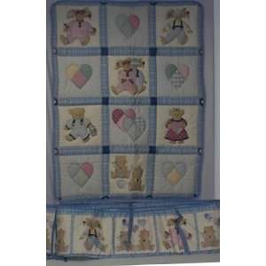   Teddy Bears and Rabbits Baby Quilt and Bumper Pad Set