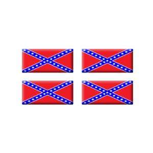  Confederate Rebel Flag   3D Domed Set of 4 Stickers 