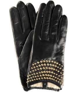 Portolano black leather studded driving gloves  