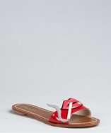 Prada red patent leather lips and cigarette flat sandals style 