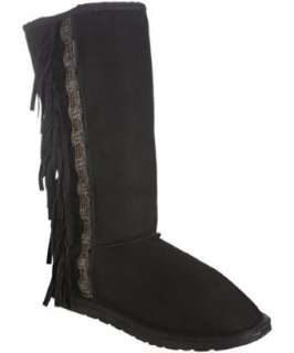   black lambskin Laura fringed metallic striped tall shearling boots