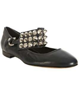 Be&D navy leather Georgetown studded strap flats   