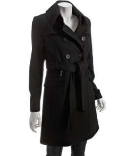 DKNY black wool Abby double breasted trenchcoat   