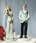   Wedding Cell Phone Bride & Geek Groom Figurine Cake Topper Tops