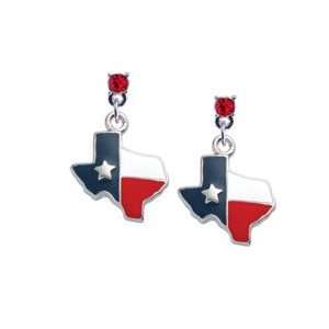  Enamel Lone Star Texas Red Swarovski Charm Earrings 