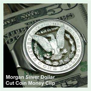 Morgan Silver Dollar Cut Coin Mans Birthday Money Clip Anniversary 