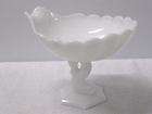 WESTMORELAND GLASS SHELL & DOLPHIN COMPOTE, MILK GLASS