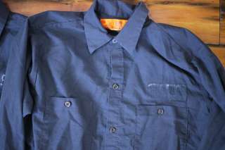   OF 4 RED KAPP & REED Cotton NAVY BLUE Utility Work SHIRTS Med RG Mens