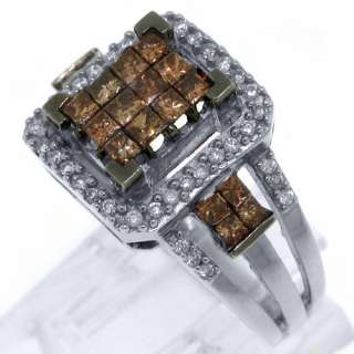   BROWN CHAMPAGNE DIAMOND ENGAGEMENT PROMISE RING 14K WHITE GOLD  