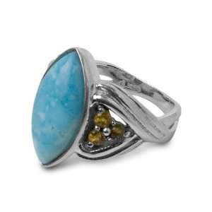    Sterling Silver Kingman Turquoise and Citrine Ring Jewelry