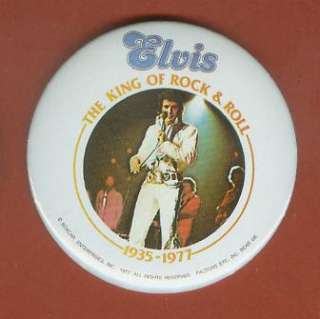 1977 Lg Elvis Button  Boxcar Enterprises KING OF R & R  