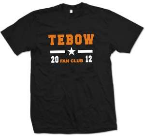 Tim Tebow Fan Club Black T shirt Sizes Sm   3XL  