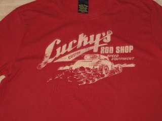 LUCKY BRAND Rod Shop T Shirt Red NWOT  