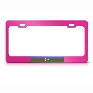 Azerbaijan Flag Pink Country Metal license plate frame Tag Holder