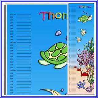 Personalised Child Growth Height Chart under water sea  