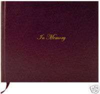 Funeral Memorial Book   Burgundy Bonded Leather, NEW  