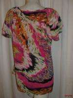BFS02~DRESSBARN Colorful Short Sleeve Blouse Top Size 14/16  