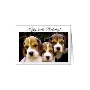  Happy 24th Birthday Beagle Puppies Card: Toys & Games