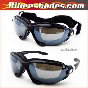 Motorcycle biker riding goggles sunglasses glasses orange blue revo 