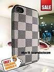 Grey monogram patten leather Hand Case for iPhone 4s/4 Free protector 