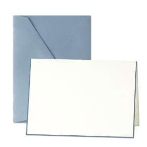  Crane & Co. French Blue Hand Bordered Pearl White Notes 