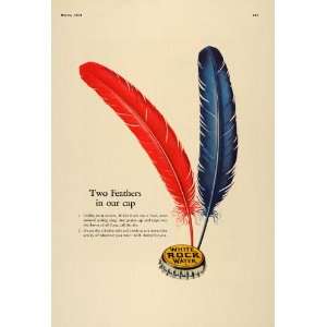 1938 Ad Alkaline White Rock Water Feathers in its Cap   Original Print 