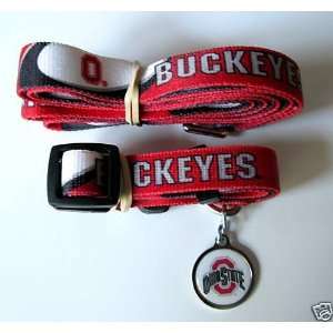  Ohio State University Buckeyes Dog Pet Set Leash Collar ID 