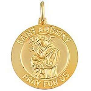  14k Yellow Gold St. Anthony Religious Pendant: Jewelry